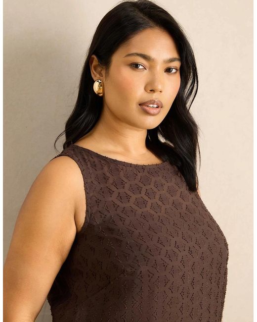 Live Unlimited London Natural Geo Jacquard Side Split Tunic