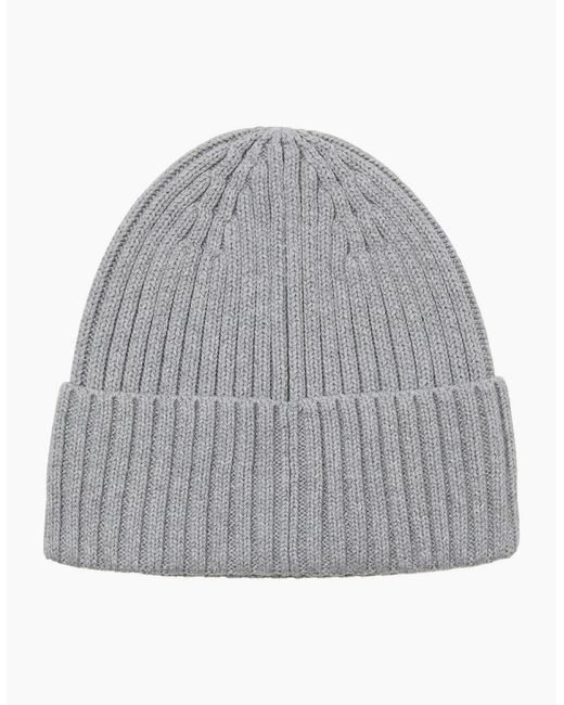 Jack & Jones Gray Cotton Adjustable Cuff Beanie for men