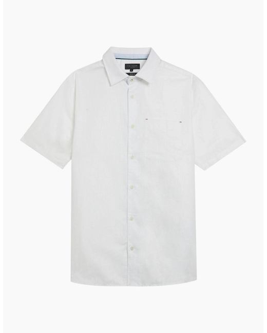 Ted Baker White Palomas Linen Shirt for men