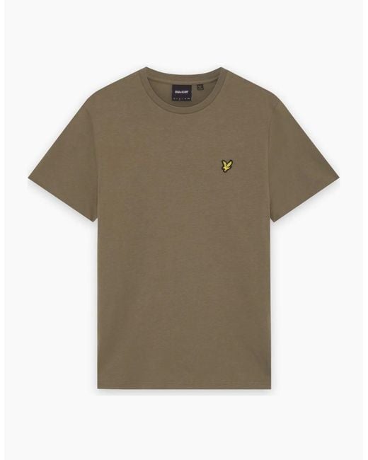 Lyle & Scott Green Lyle & Scott Cotton Crew Neck Khaki Ash T-Shirt for men