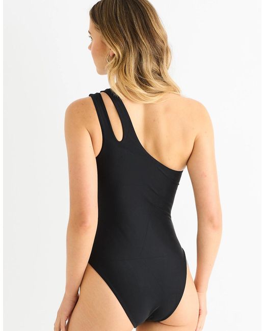 Gini London Black One Shoulder Swimsuit