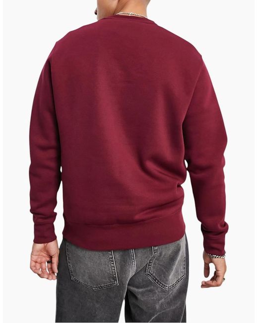 Nike Red Dq4912 Sweatshirt Sportswear Club Fleece Crew Neck Pullover Jumper New for men