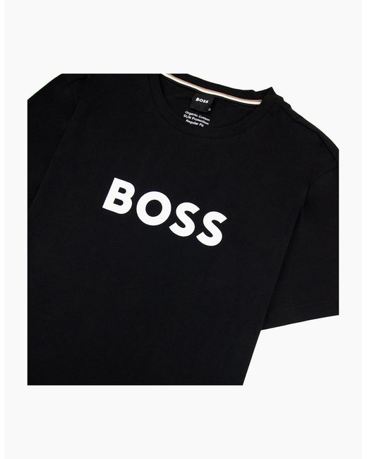 Boss Black Organic-Cotton T-Shirt With Contrast Logo 001 for men