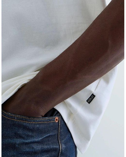 Replay White Relaxed Fit T-Shirt Industrial Print for men
