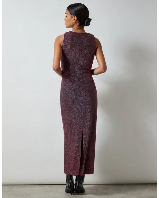 Ro&zo Pink Petite Gabriela Burgundy Super Sparkle Column Midi Dress
