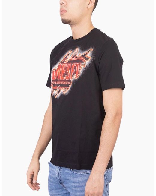 DIESEL Black T Just E43 T Shirts Cotton Crew Neck Short Sleeved Casual Summer Tee for men