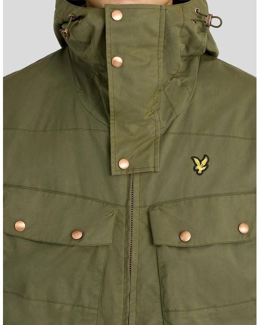 Lyle & Scott Green Waxed Guard Parka for men