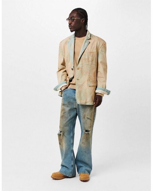 DIESEL Natural Solid Patterned Denim Jacket for men