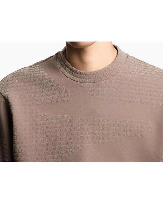 Emporio Armani Natural Asv Allover Flocked Logo Sweatshirt for men