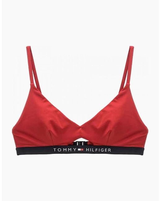 Tommy Hilfiger Red Cut Out Detail Swim Bikini Top, Tango
