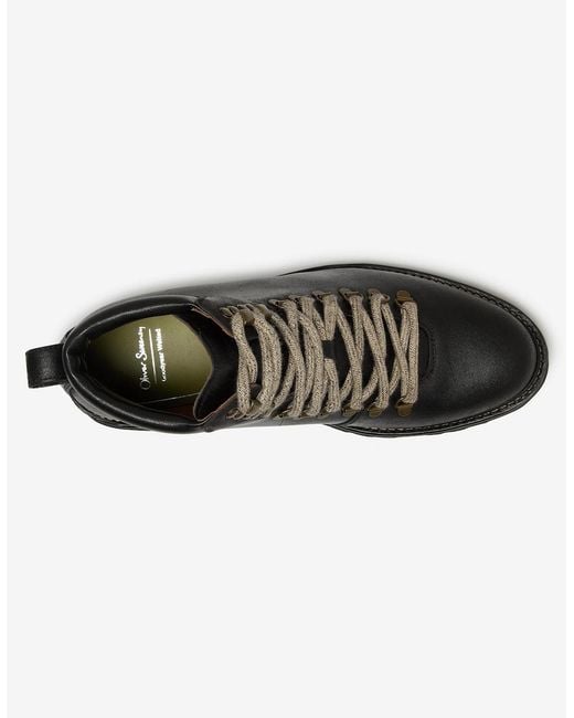 Oliver Sweeney Black Waxed Leather Hiker Boots for men