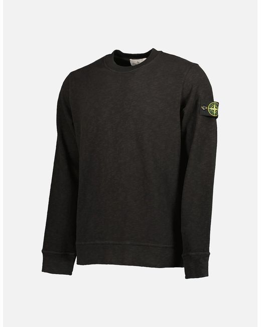 Stone Island Black Vanisé Brushed Heavy Cotton Jersey Sweatshirt for men