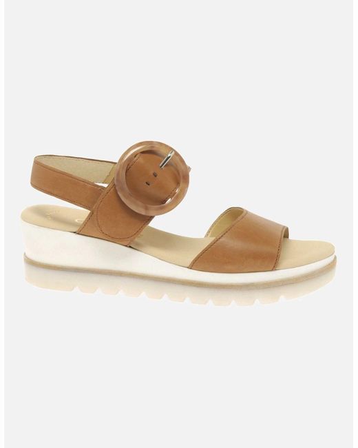 Gabor White Yeo Wedge Mid Heel Sandals