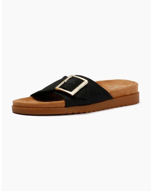 TOMS Black Marin Slide Canvas Sandals