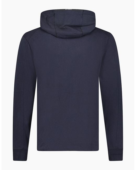 C P Company Blue Hooded Lens Light Fleece Sweatshirt Midnight for men