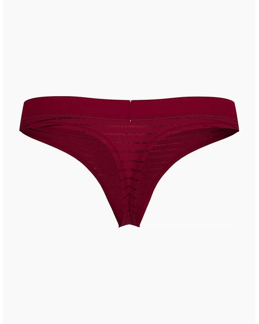 Tommy Hilfiger Black Lurex Pinstripe Thong, Deep Rouge