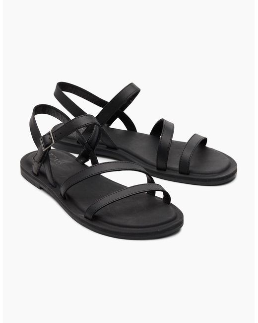 TOMS Black Kira Leather Sandals for men