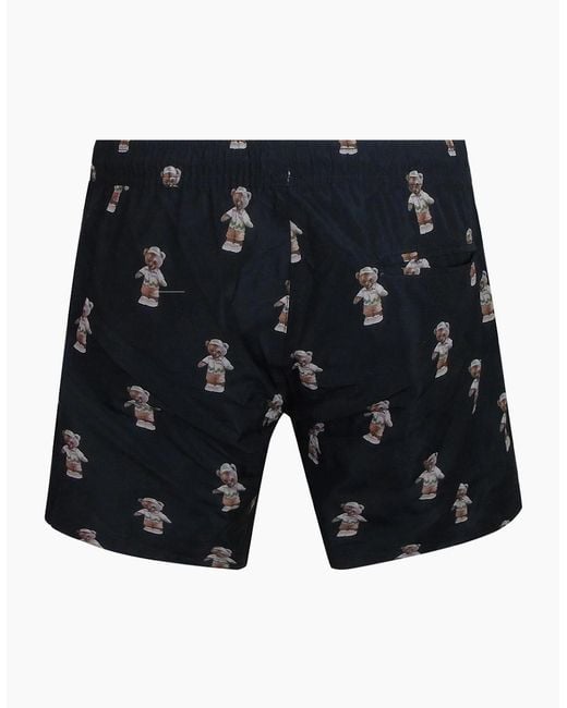 Philipp Plein Black Teddy Logo Medium Boardshort Swim Shorts for men