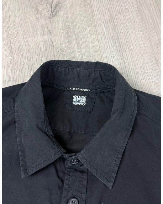 C P Company Black Button Overshirt for men
