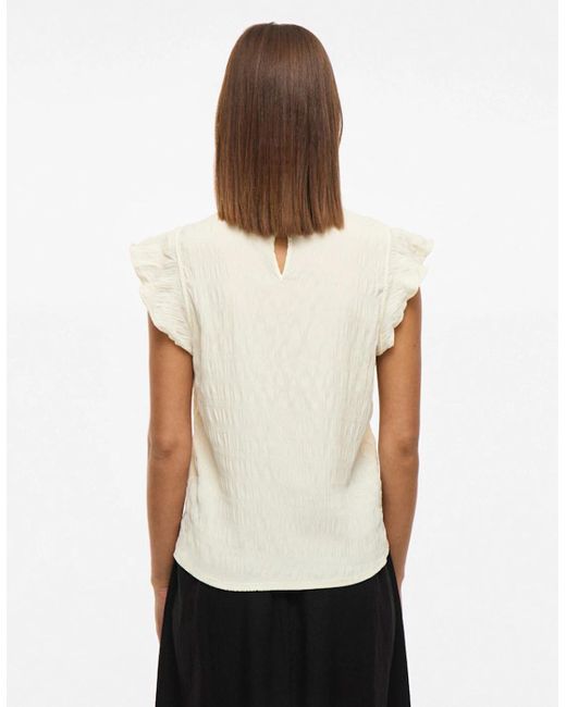 Vila White Raye Short Sleeve Top Birch