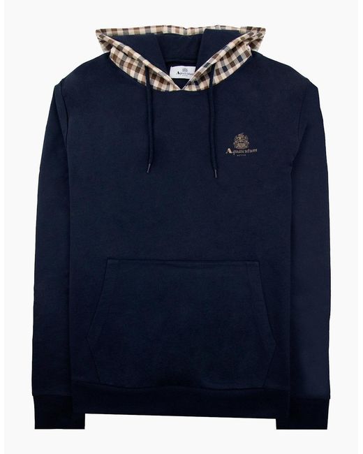 Aquascutum Blue Club Check Hoodie 11 for men
