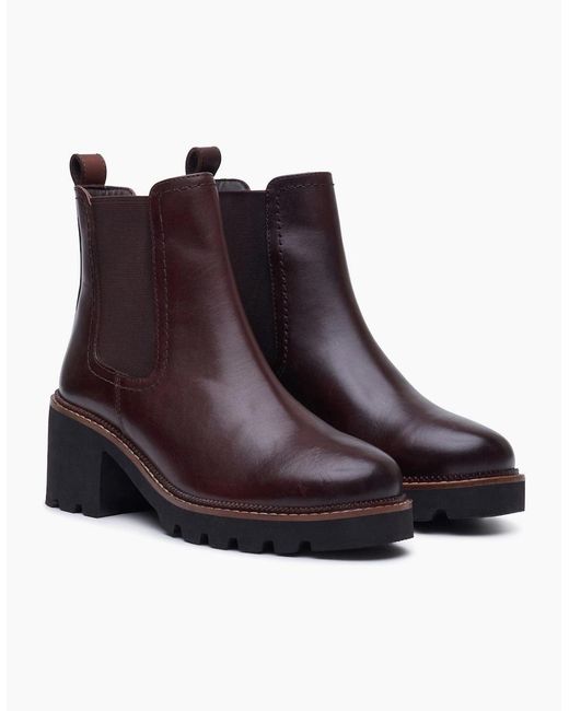 Hush Puppies Brown Gaia Leather Chocolate Heeled Chelsea Boots