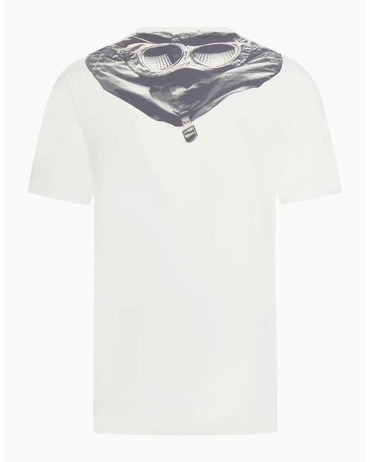C P Company White C.P. Company 30/1 Goggle T-Shirt for men