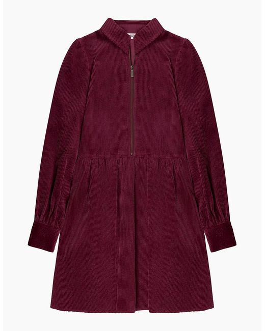 Ro&zo Red Burgundy Cord Zip Front Mini Dress