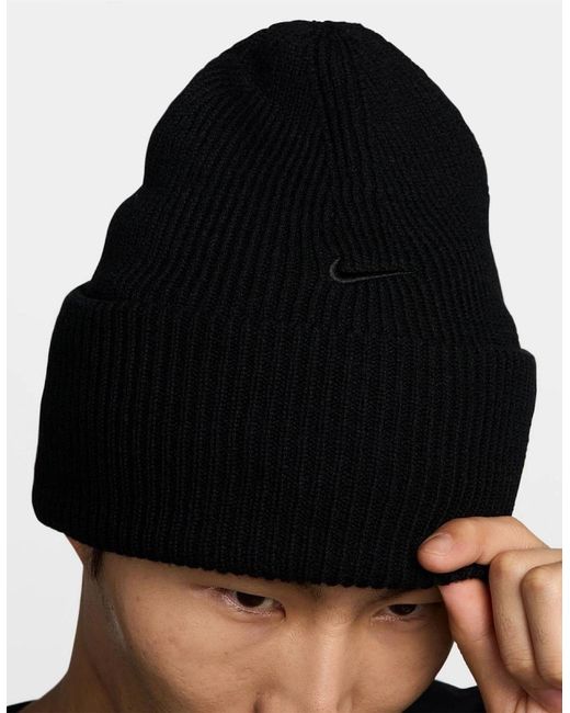 Nike Blue Peak Logo Embroidered Beanie for men
