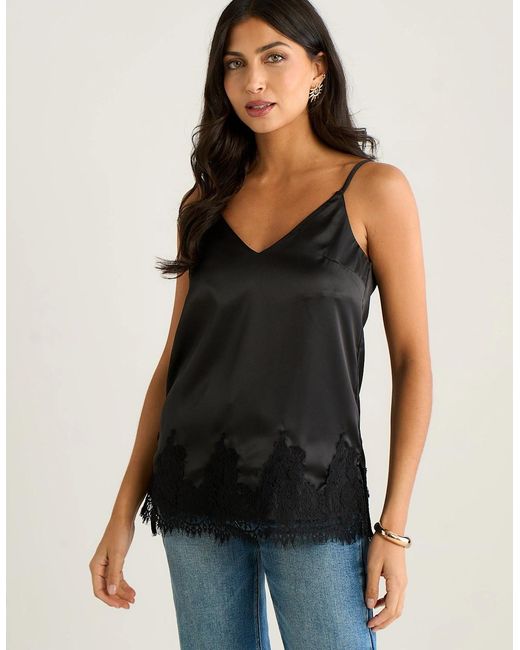 Gini London Multicolor Satin Lace Trim Cami Top