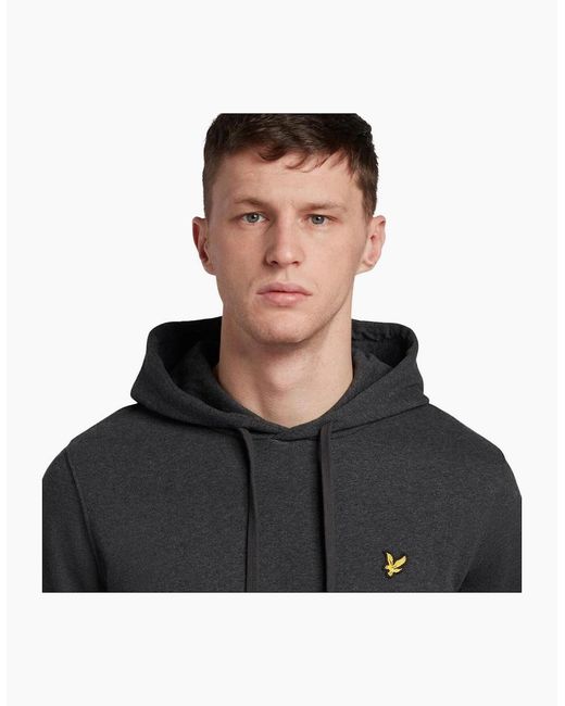 Lyle & Scott Gray Lyle & Scott Branded Charcoal Marl Pull-Over Hoodie for men
