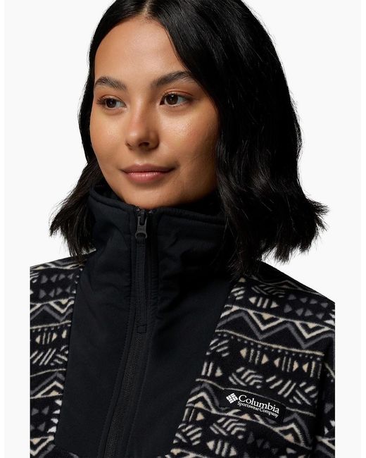 Columbia Black Sequoia Grove Printed Half Zip Polyester Fleece Pullover