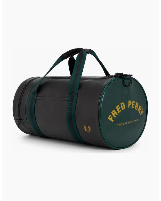 Fred Perry Black Classic Barrel Bag/Grassroots for men
