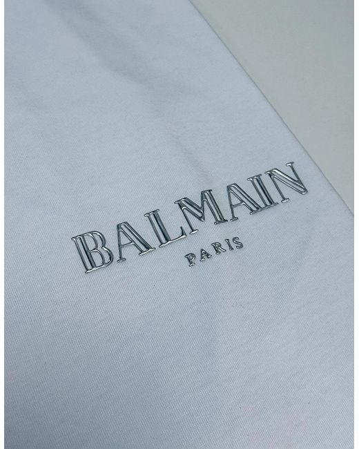 Balmain White Vintage Gel Logo T-Shirt for men