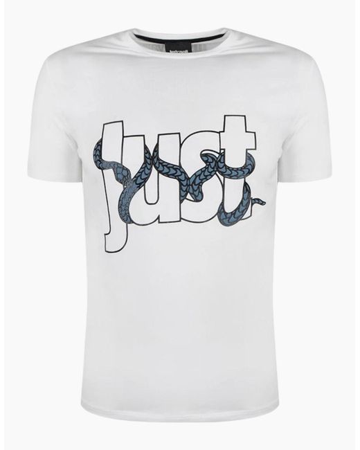 Just Cavalli White S01Gc0283 T-Shirt Python Print Short Sleeve Summer Tee for men