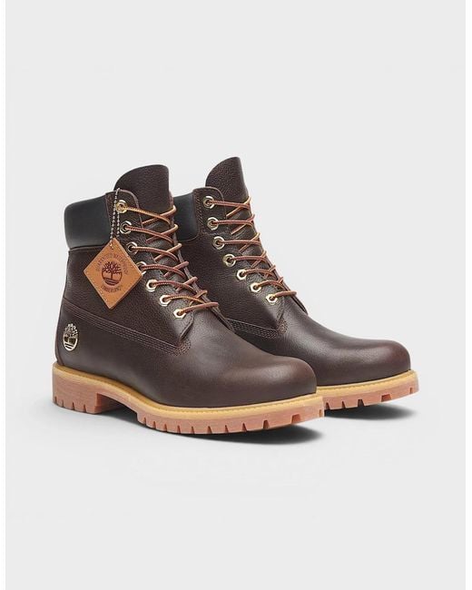 Timberland Brown Premium 6 Inch Lace Waterproof Boots Dark