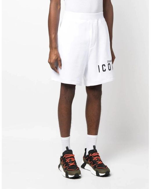 DSquared² White Icon Logo Shorts for men