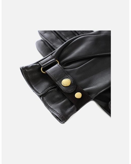 Hackett Black Leather Commuter Touch Gloves for men