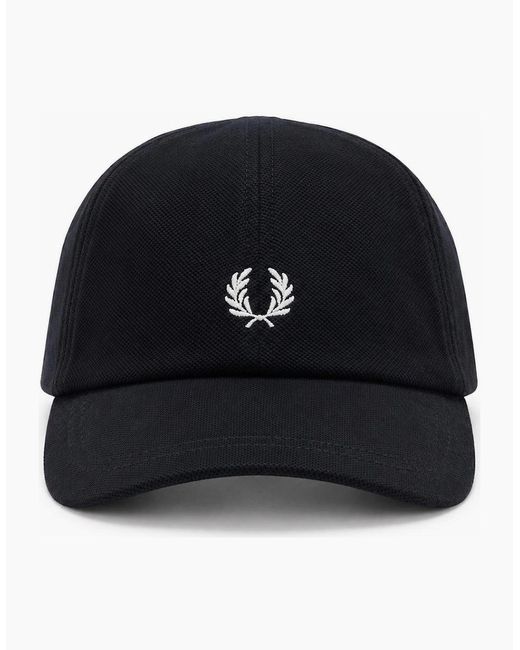 Fred Perry Black Piqué Classic Cap/Snow for men