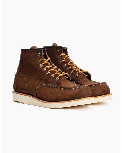 Red Wing Brown 8836 6 Inch Moc Toe Suede Chocolate Boots for men