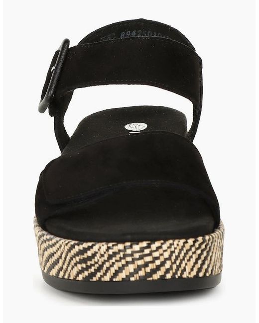Remonte Black Tapestry Wedge Sandals