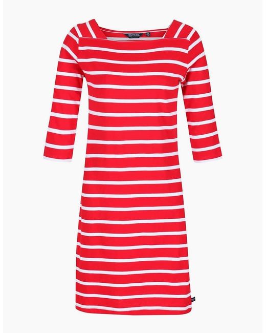 Regatta Red Paislee Boat Neck Three Quarter Sleeve Knee Length Dress