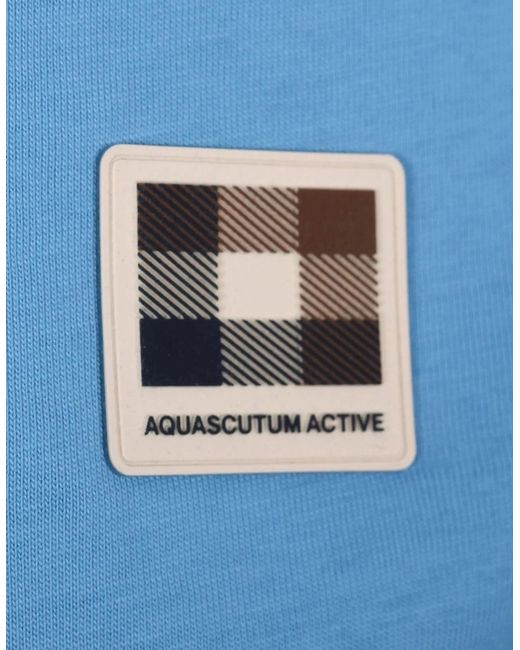 Aquascutum Blue Club Check Badge T-Shirt Avio for men