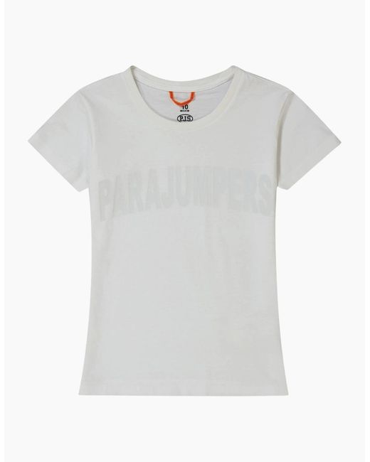 Parajumpers White Cristie Brand Logo Off- T-Shirt