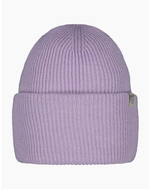 Barts Purple Haveno High Cuffed Ribbed Knit Stretchy Beanie Hat for men