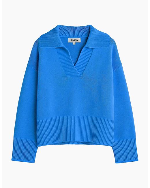 Ro&zo Blue Cobalt Collar Jumper With Cashmere