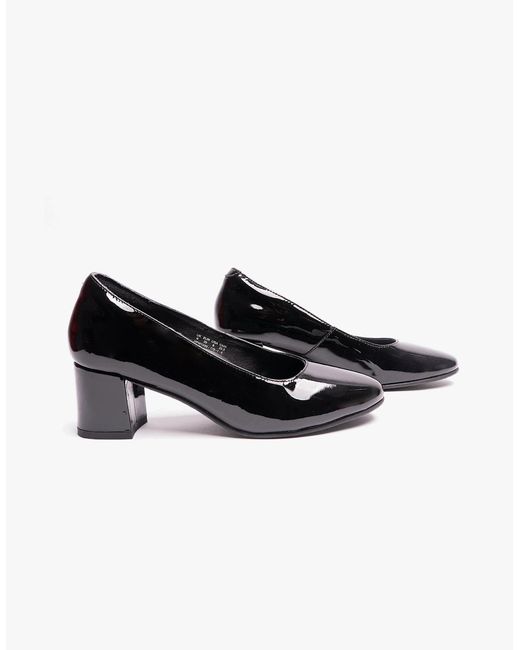 Hush Puppies Black Anna Leather Court Shoes Patent