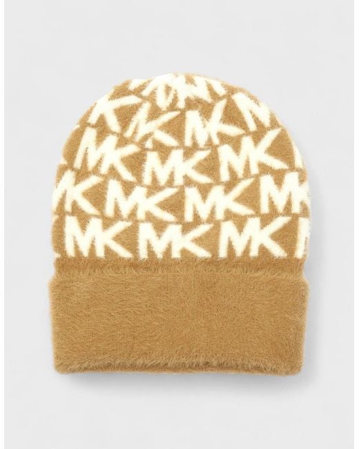 Michael Kors Metallic Feather Camel Cream Beanie
