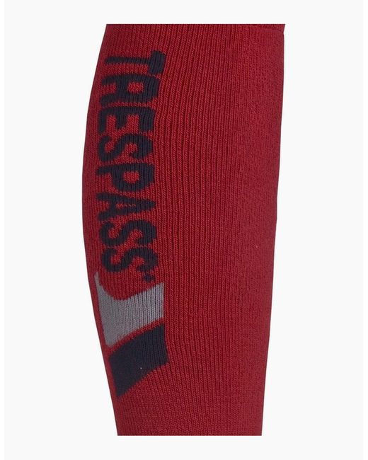 Trespass Red Adults Tech Luxury Merino Wool Blend Ski Tube Socks