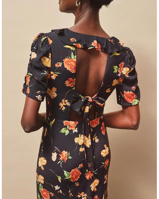 Ro&zo White Petite Apricot And Floral Print Tie Back Dress